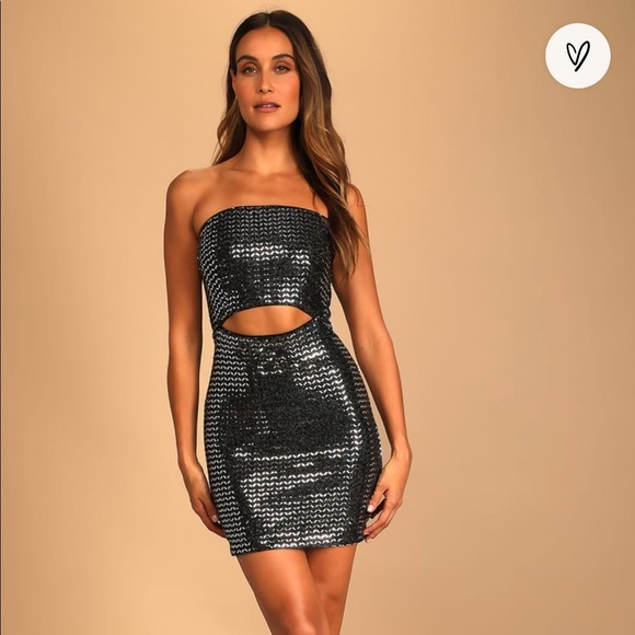 Black and Silver Sequin Bodycon Dress - Picture 1 of 8